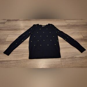 LOFT Navy Lime Polka Dot Blouse | Size M | Classic & Cute